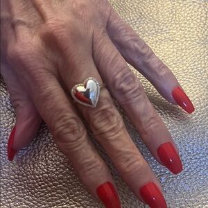 GOLD puff Heart Ring with CZ Halo